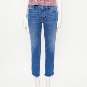 NWT Loft Curvy Frayed Boyfriend Jeans in Classic Mid Vintage Wash